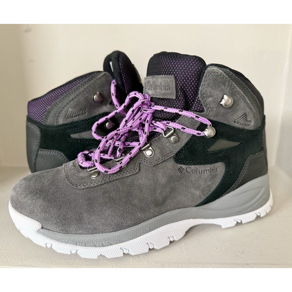 New Colombia Suede Hiking Boots Omni Grip Women 10.5 Gray/Purple Waterproof